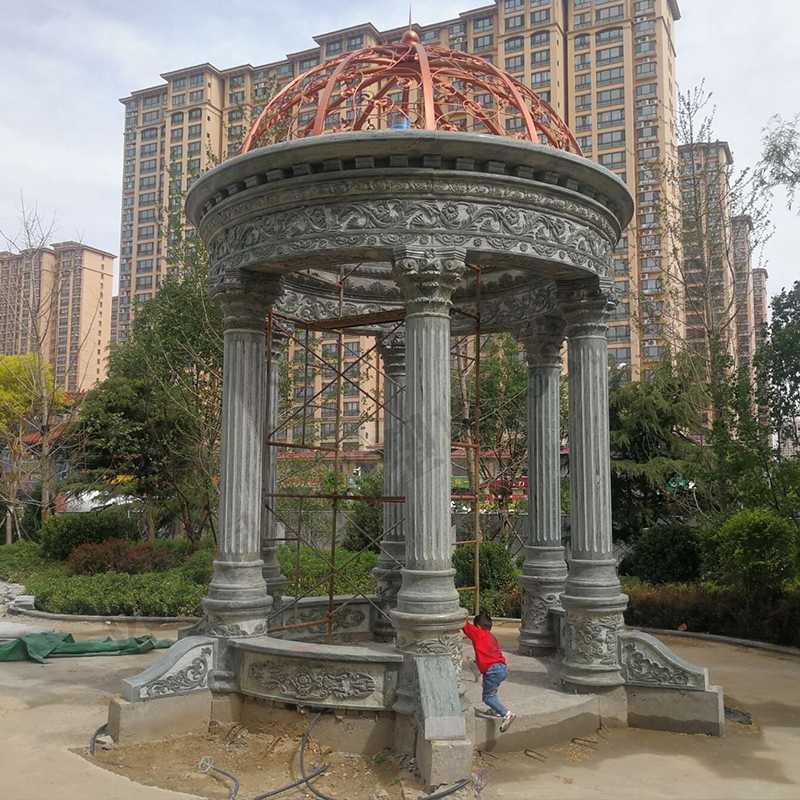 景觀涼亭廠家，園林小區(qū)景觀亭子，大理石石材涼亭