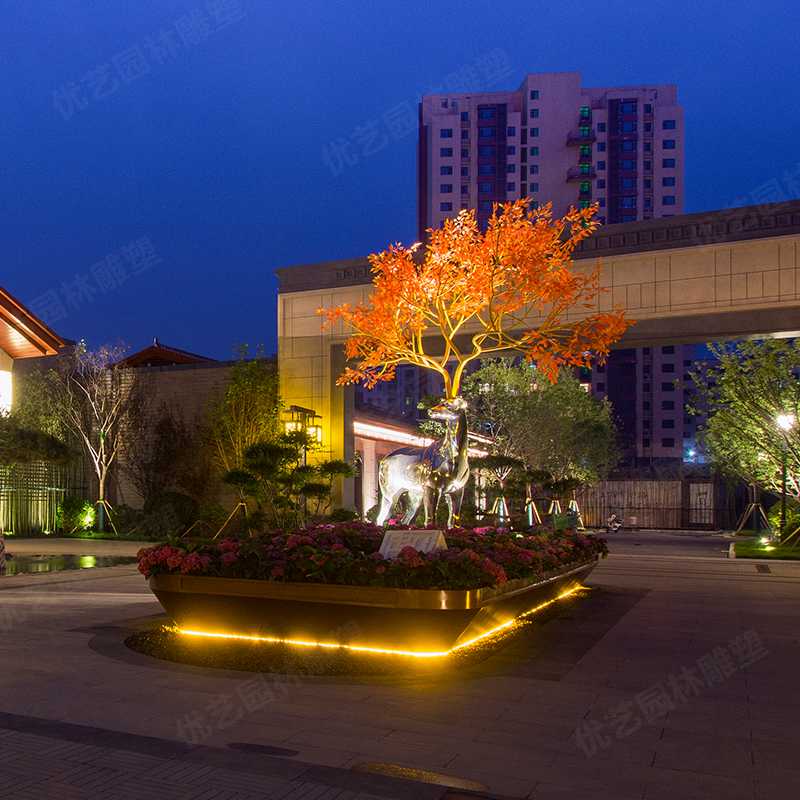 不銹鋼鹿，不銹鋼雕塑廠家，定制不銹鋼雕塑