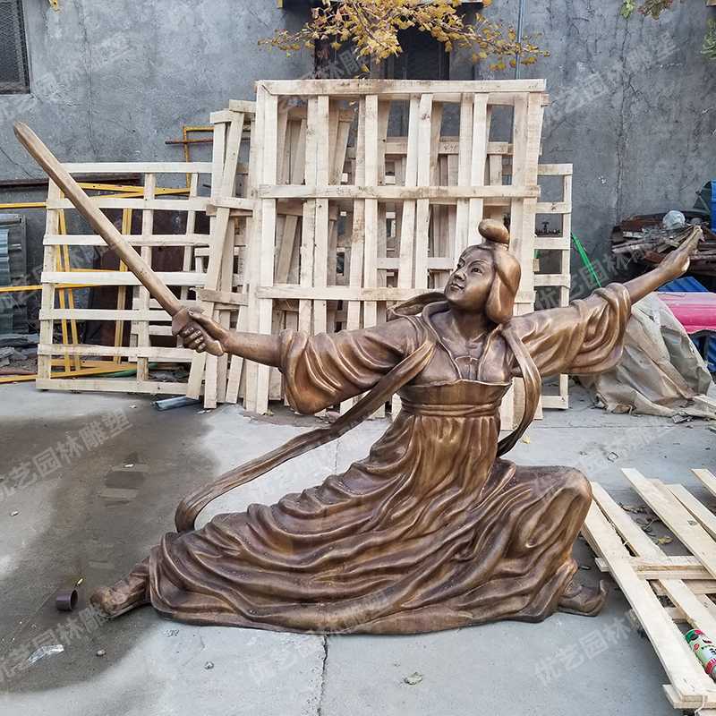 銅舞劍人物雕塑，古代銅人物雕塑